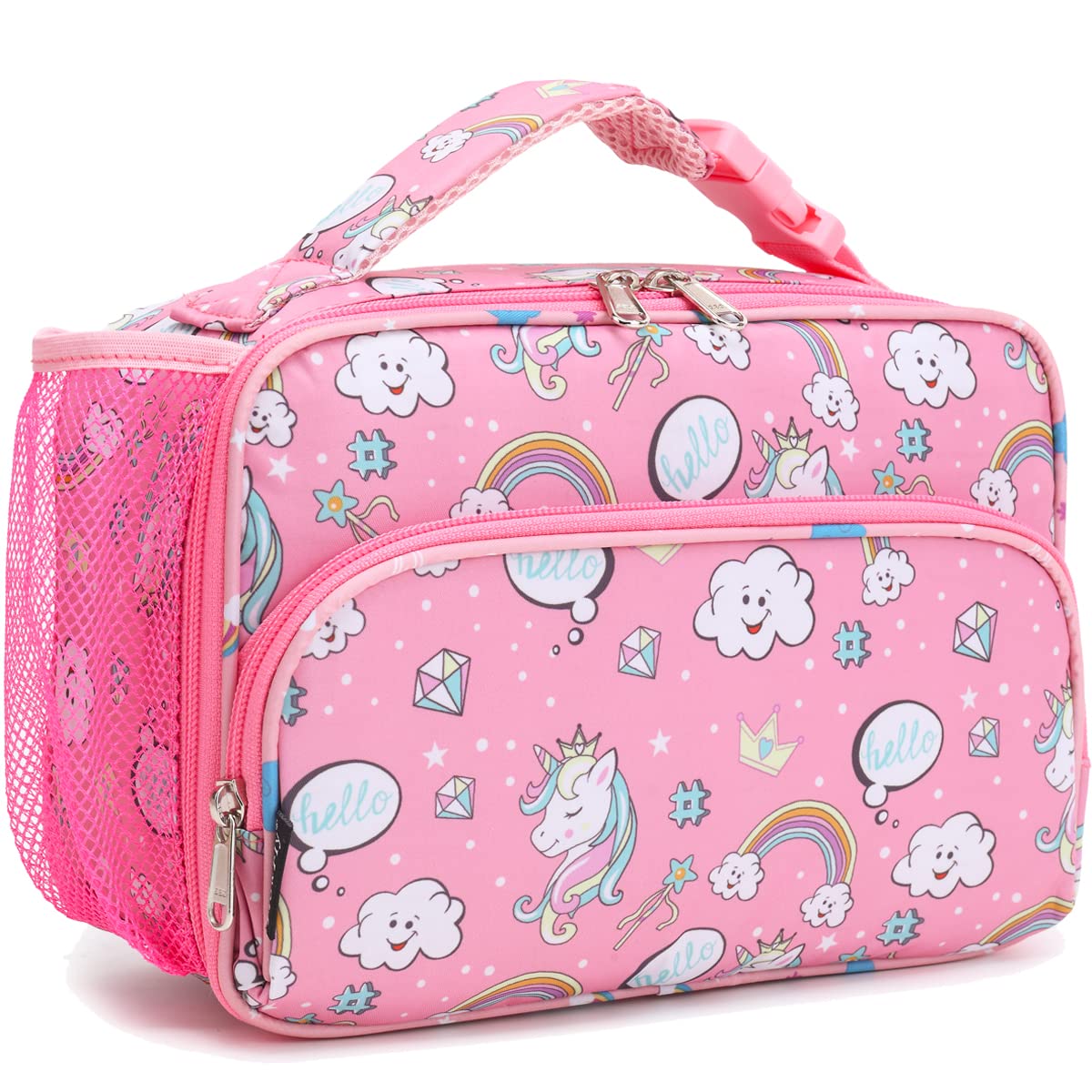 FlowFly Kids Lunch box Insulated Soft Bag Mini Cooler Back to School Thermal Meal Tote Kit for Girls, Boys, Car