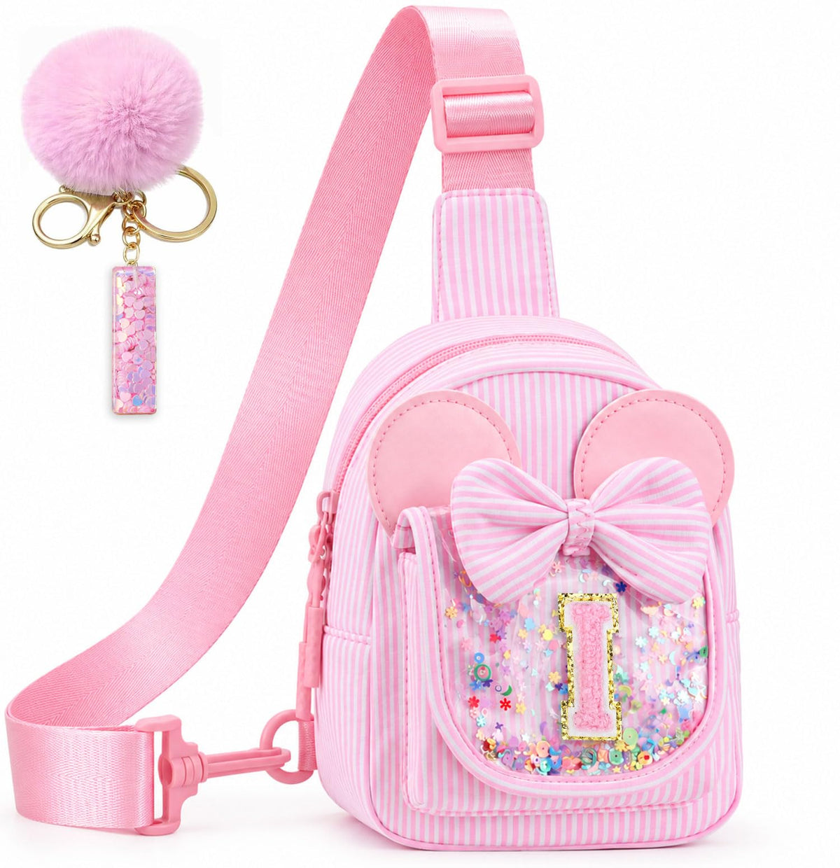 Girls Birthday Gifts for Kids - Initial Pink Small Sling Bags for Girl Fanny Pack Belt Bag for Crossbody Bags Purse for Kids Little Girl Gifts Pink A