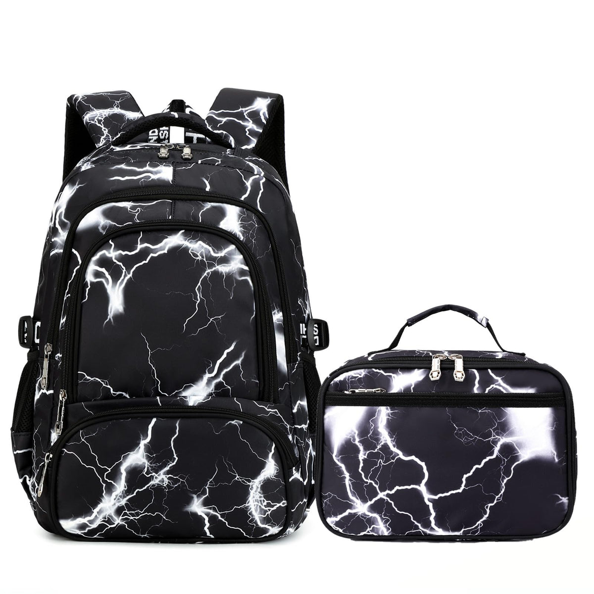 Camo Backpack Set with Lunch Bag Lightweight Waterproof School Backpack Bookbag for Boys Girls (A-Style Camo Green)