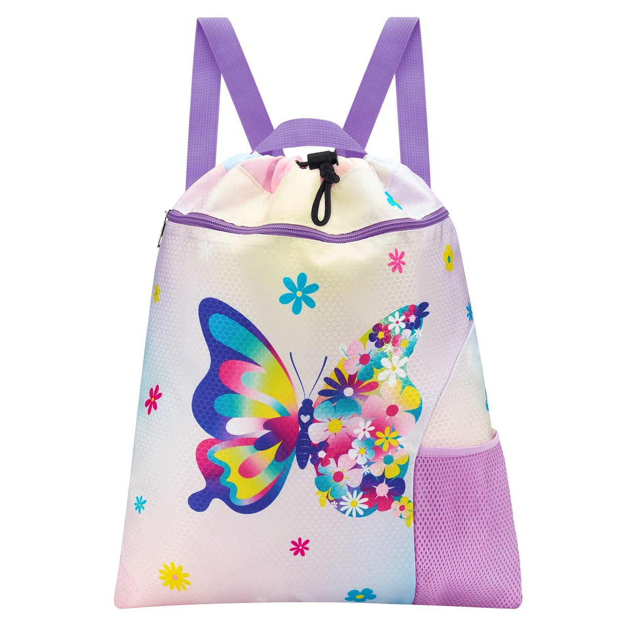 WAWSAM Gym Drawstring Backpack for Kids, Kids Drawstring Gym Cinch Bag with Bottle Pocket