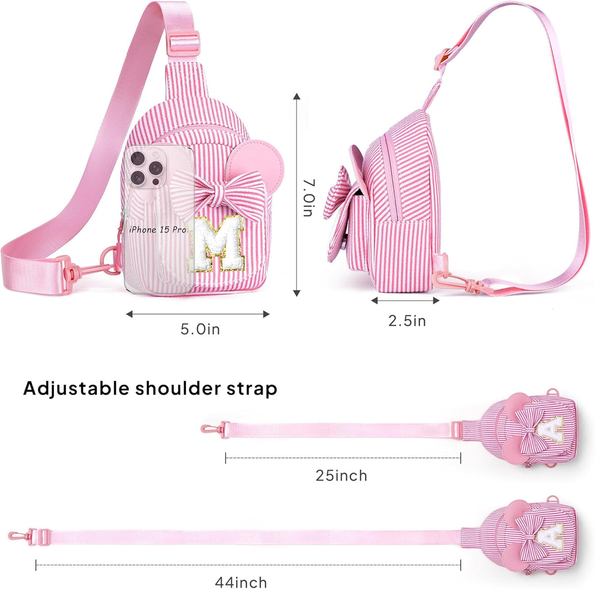 2 3 4 5 6 Year Old Girl Birthday Gift for Girls Sling Bag, Pink A