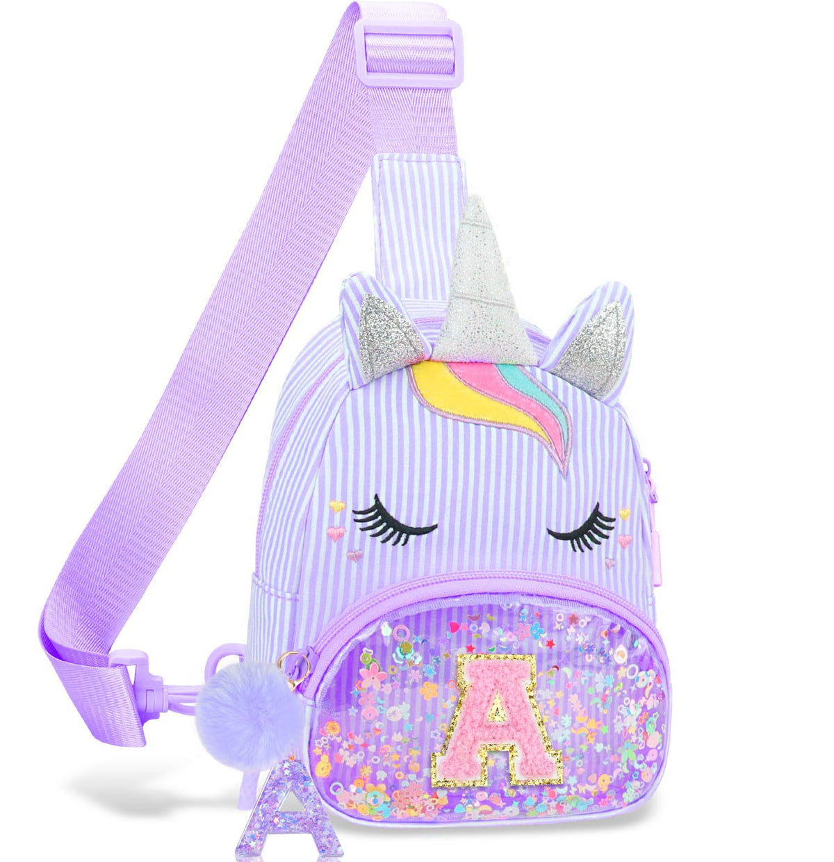 Girls Birthday Gifts for Kids - Initial Pink Small Sling Bags for Girl Fanny Pack Belt Bag for Crossbody Bags Purse for Kids Little Girl Gifts Pink A