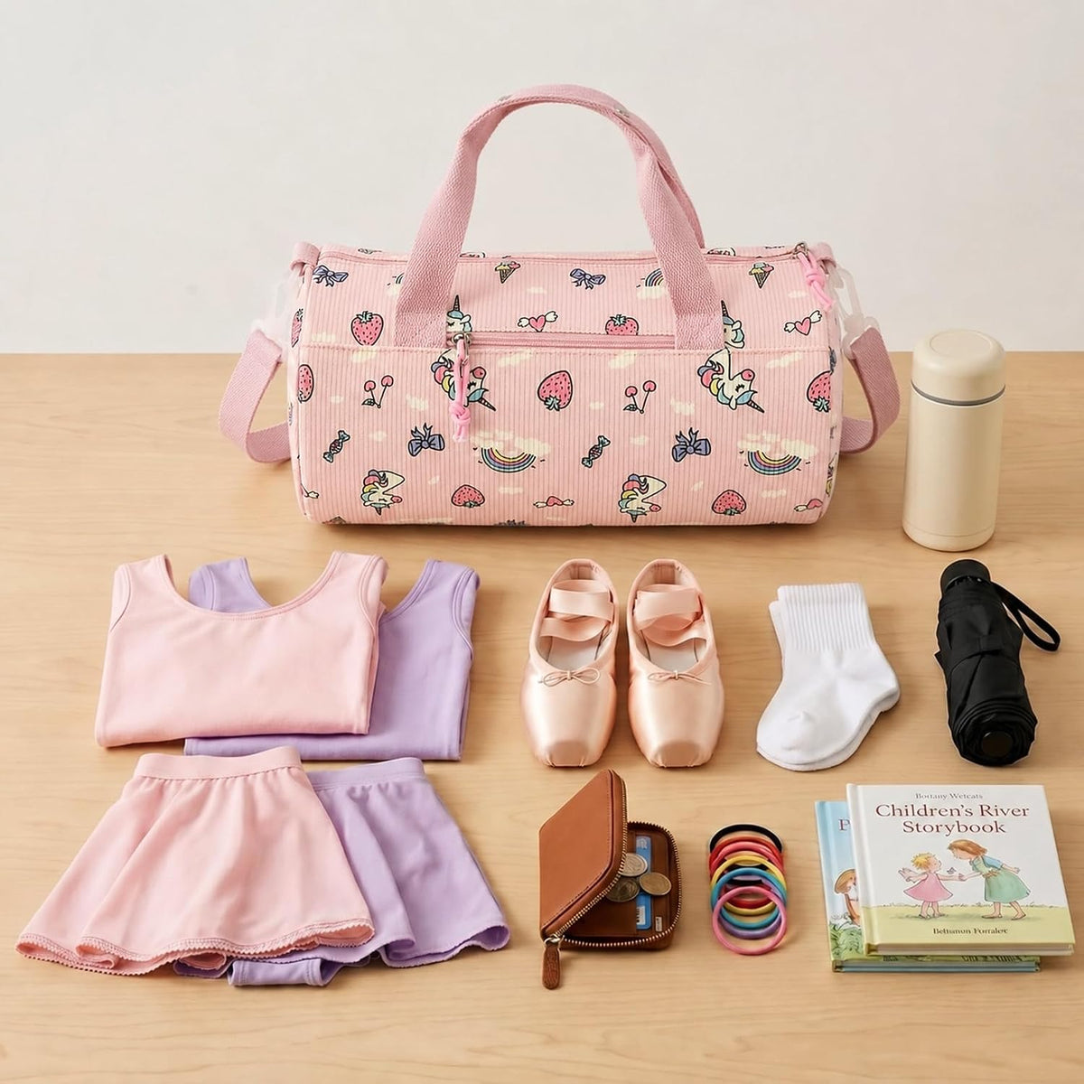 Dance Bag for Girls, Dance Duffel Bags Gym Ballet Bag -14IN Pink Unicorn