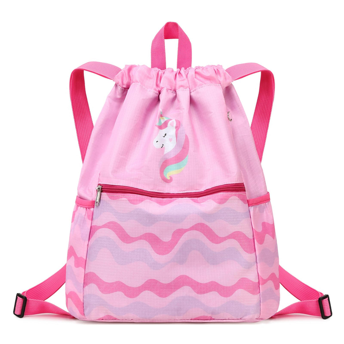 Children Boy Girl Ocean Shark Print Drawstring Backpack Outdoor Casaul Portable Shoulder Bag Swim Gymsack Sack Pack Dark Blue