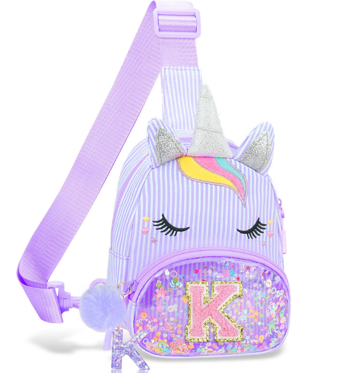 Girls Birthday Gifts for Kids - Initial Pink Small Sling Bags for Girl Fanny Pack Belt Bag for Crossbody Bags Purse for Kids Little Girl Gifts Pink A