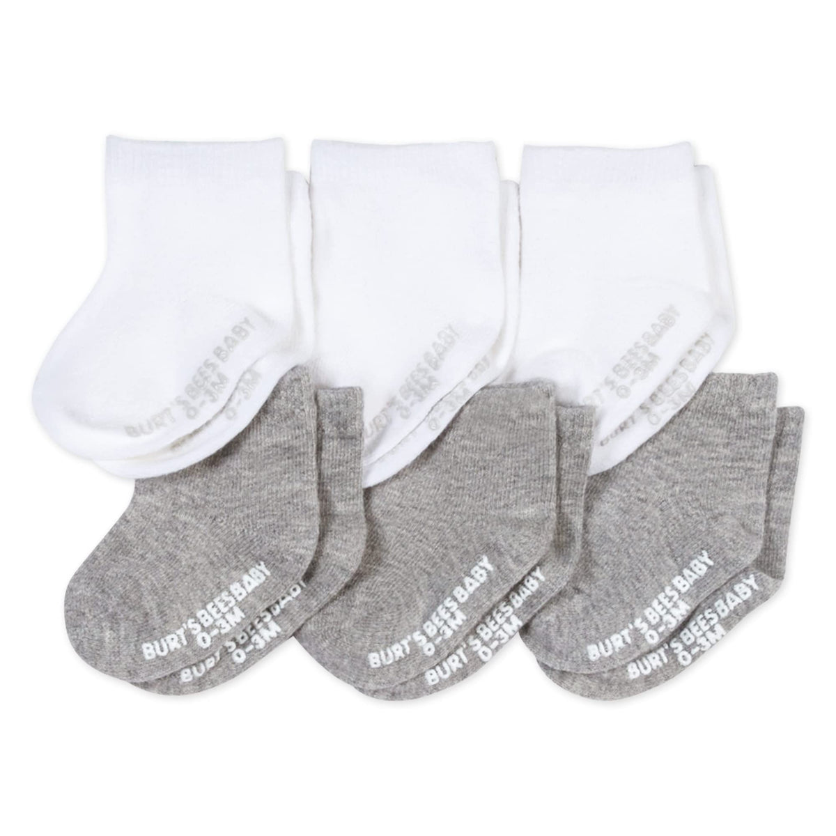Burt's Bees Baby Organic Ankle & Crew Socks with Non-Slip Grips, 6-Pack