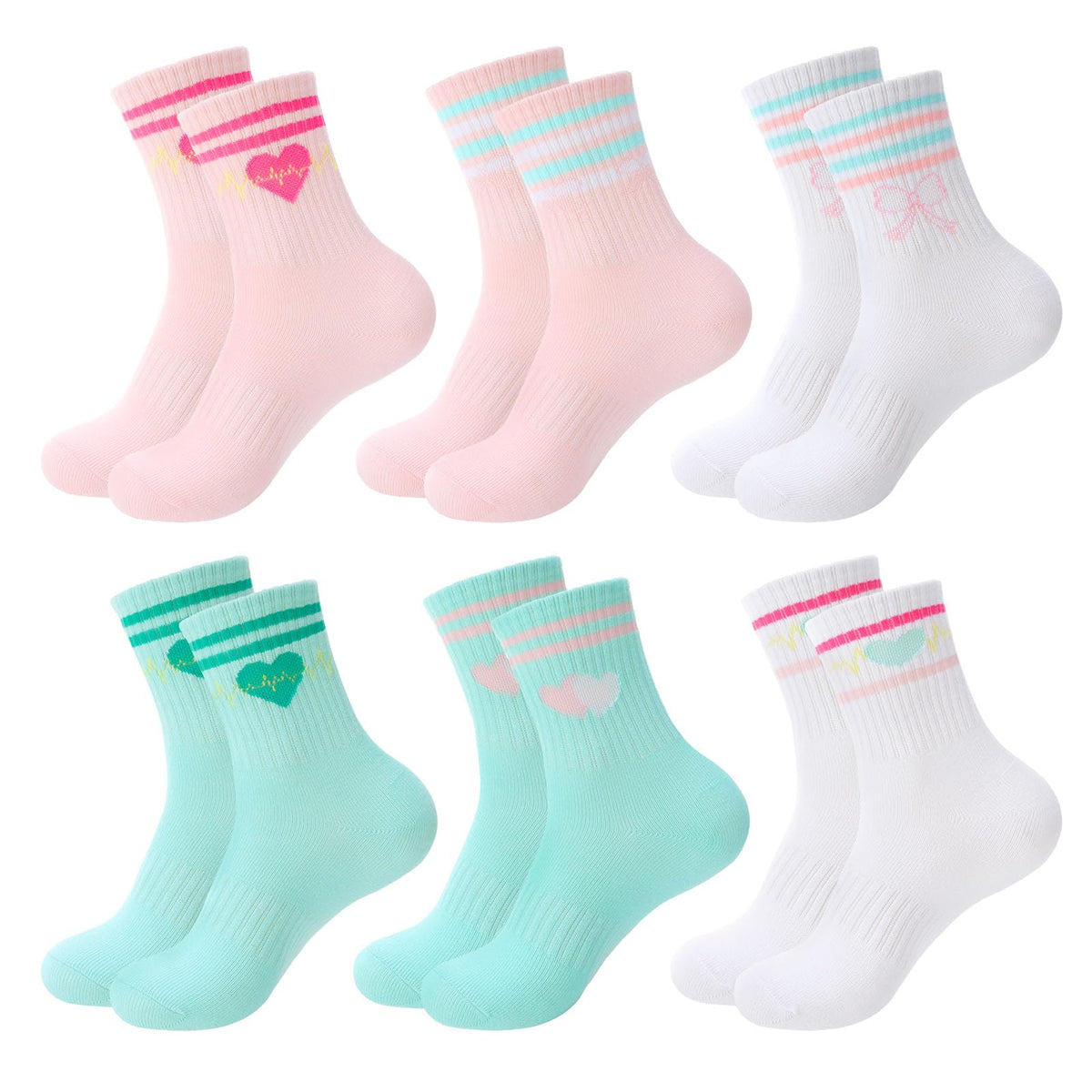 Kids Athletic Crew Socks for Girls Boys with Funny Prints