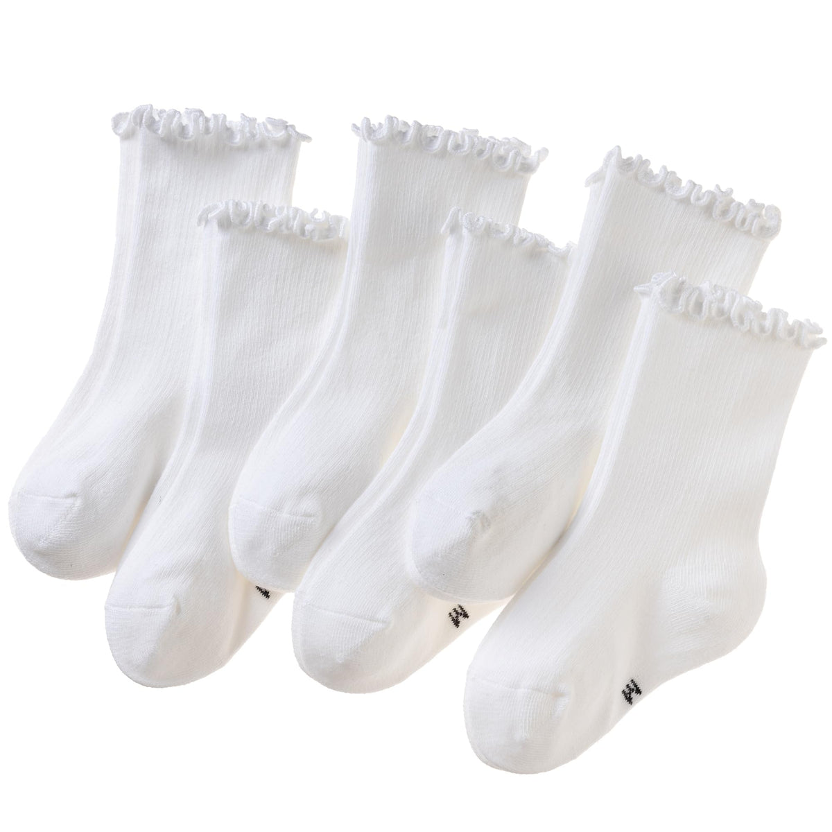 SeeyAN Girls Ruffle Socks Frilly Kids Crew Dress Cotton Soft Cute Toddler Socks 6 Pairs
