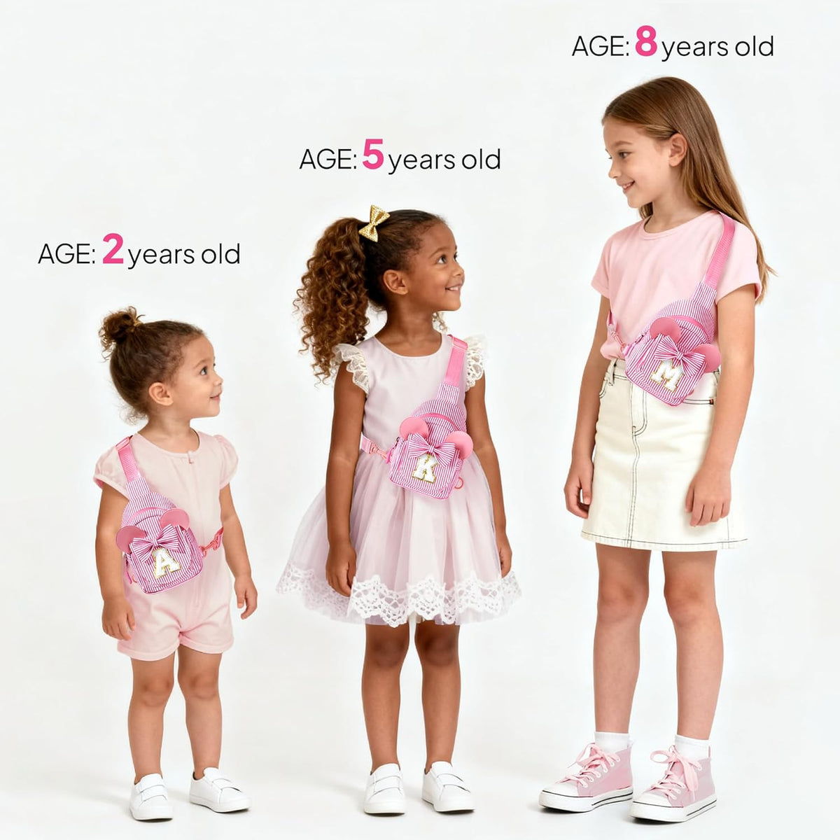 2 3 4 5 6 Year Old Girl Birthday Gift for Girls Sling Bag, Pink A