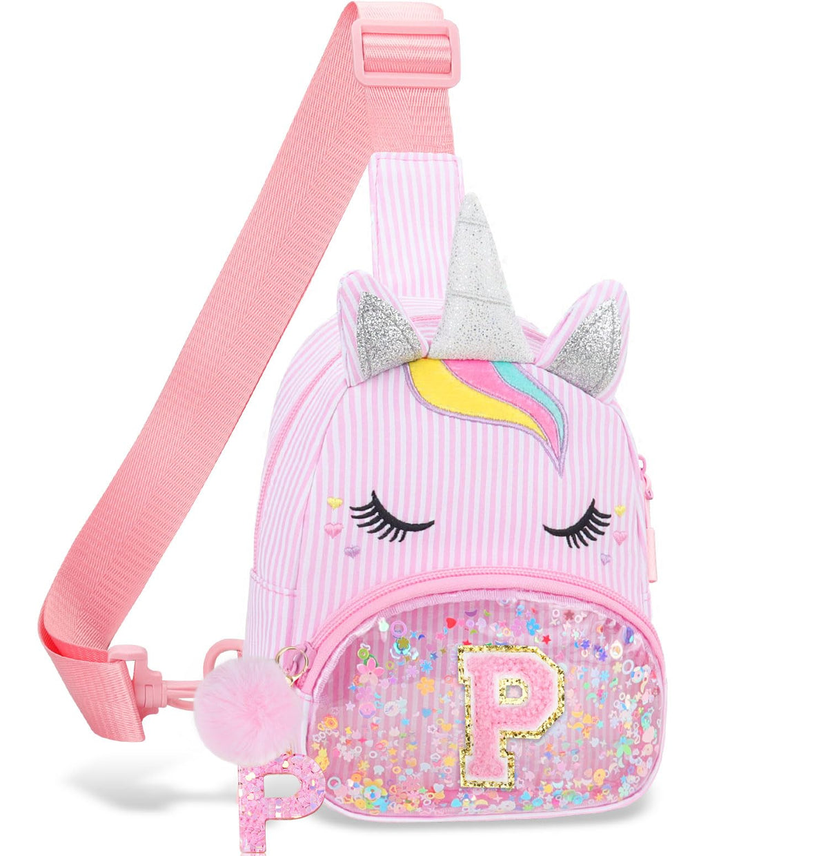 Girls Birthday Gifts for Kids - Initial Pink Small Sling Bags for Girl Fanny Pack Belt Bag for Crossbody Bags Purse for Kids Little Girl Gifts Pink A