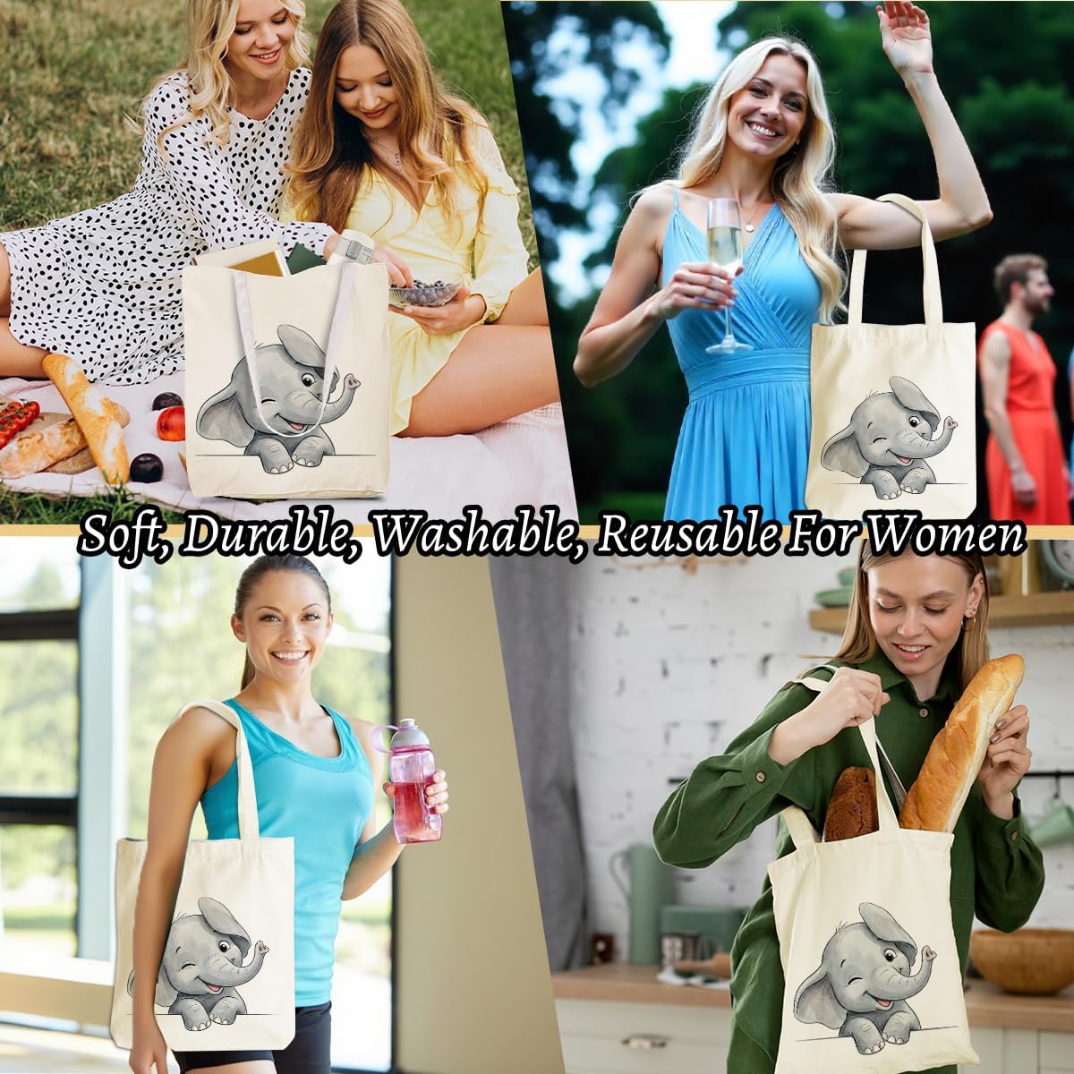 Cartoon Canvas Tote Bag, Gifts for Women Men Birthday Christmas Reusable Tote Shoulder Bag for Grocery Shopping 02