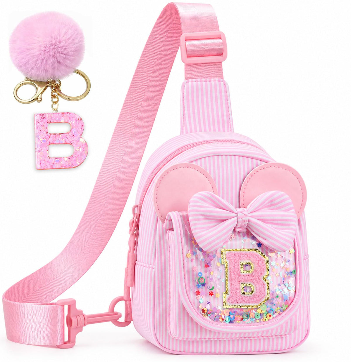 Girls Birthday Gifts for Kids - Initial Pink Small Sling Bags for Girl Fanny Pack Belt Bag for Crossbody Bags Purse for Kids Little Girl Gifts Pink A