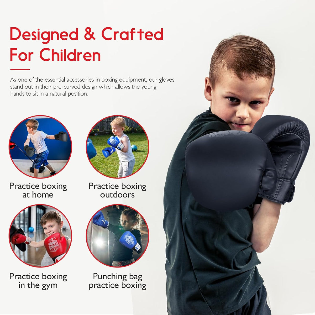Kids Boxing Gloves for Sparring,Punching Bag,MMA Training,Ages 3-15