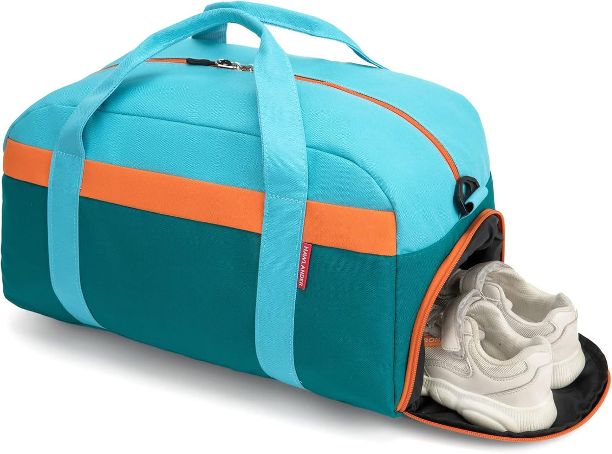 Small Kids Duffle Bag for Boys or Girls, 18" Length, Blue Green