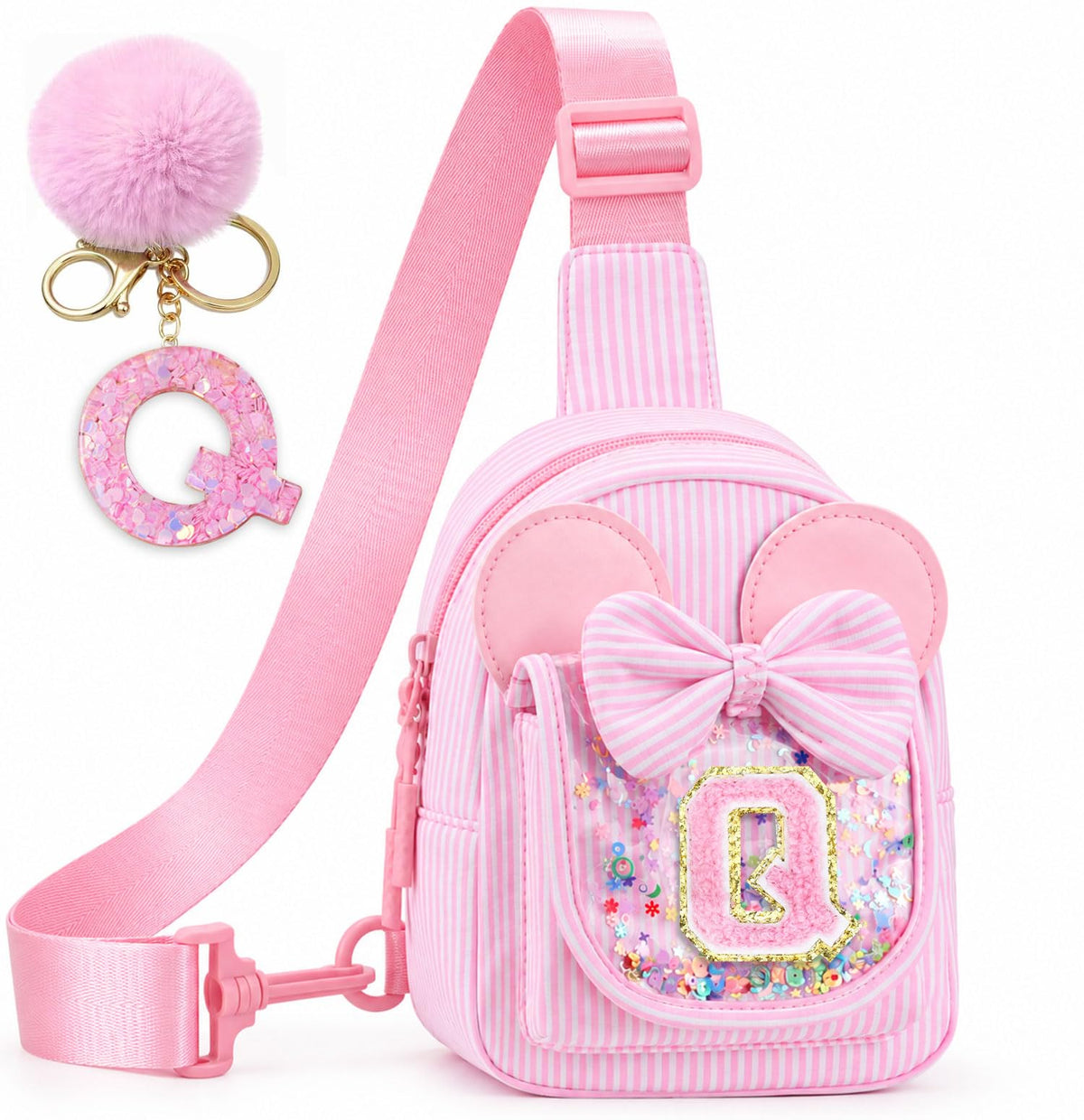 Girls Birthday Gifts for Kids - Initial Pink Small Sling Bags for Girl Fanny Pack Belt Bag for Crossbody Bags Purse for Kids Little Girl Gifts Pink A