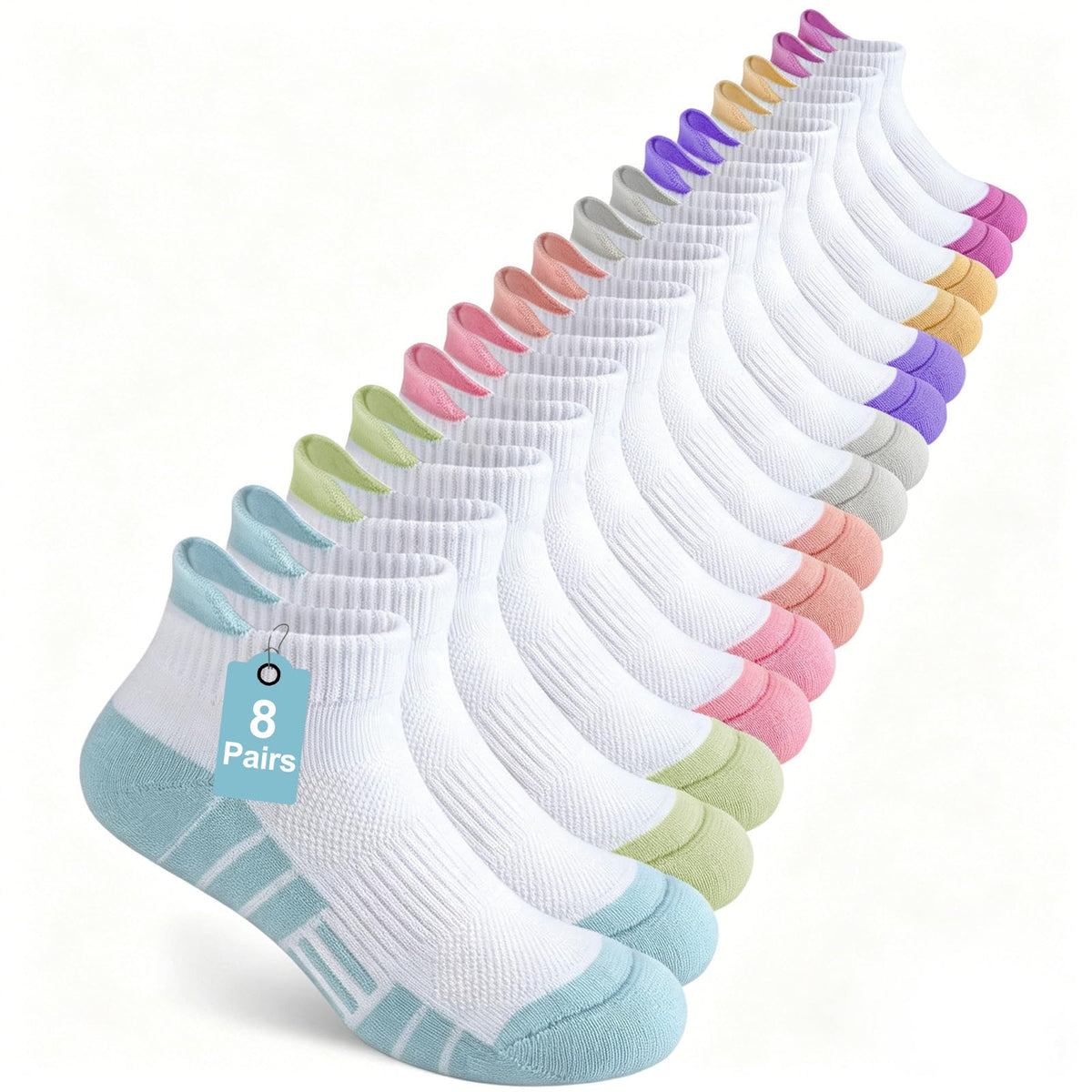 Ankle Socks for Kids Boys Girls Athletic 8 Pairs 4-12 Years Old