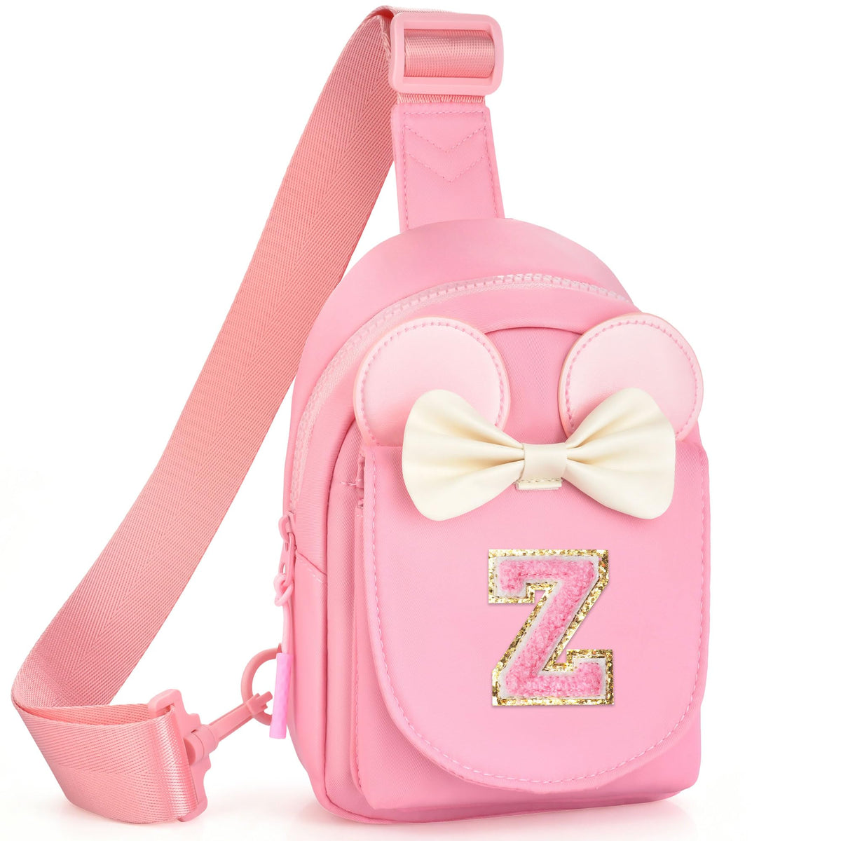 Girls Birthday Gifts for Kids - Initial Pink Small Sling Bags for Girl Fanny Pack Belt Bag for Crossbody Bags Purse for Kids Little Girl Gifts Pink A