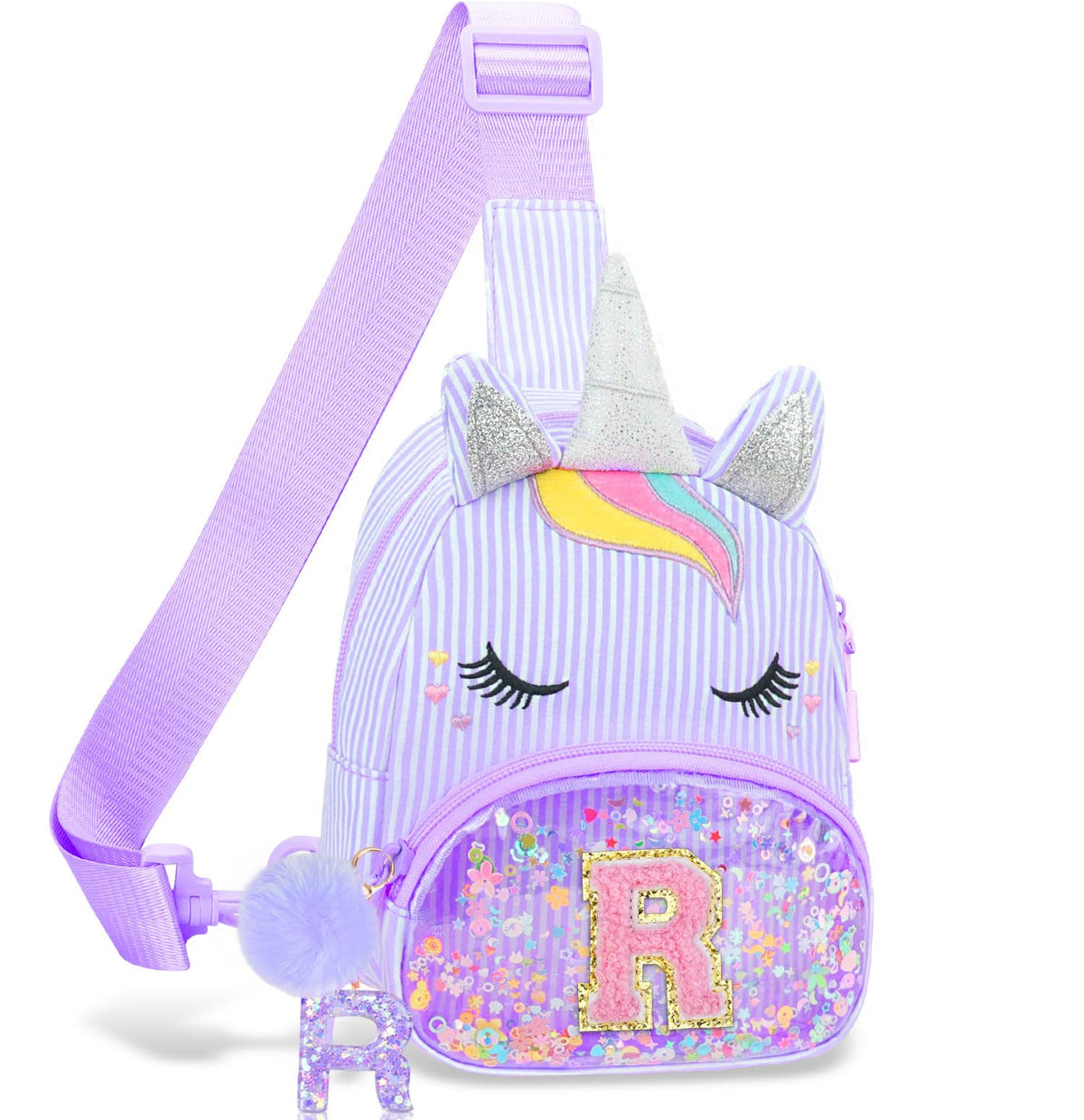 Girls Birthday Gifts for Kids - Initial Pink Small Sling Bags for Girl Fanny Pack Belt Bag for Crossbody Bags Purse for Kids Little Girl Gifts Pink A