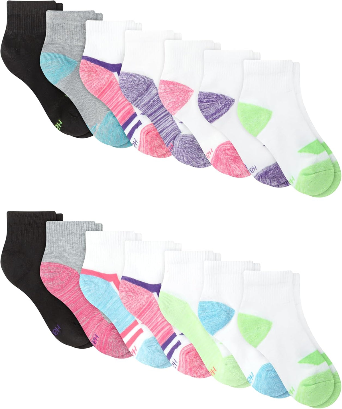 Hanes Girls' Socks, Cool Comfort Moisture-wicking Socks, Ankle & No Show, Ez Sort, Multi Pack