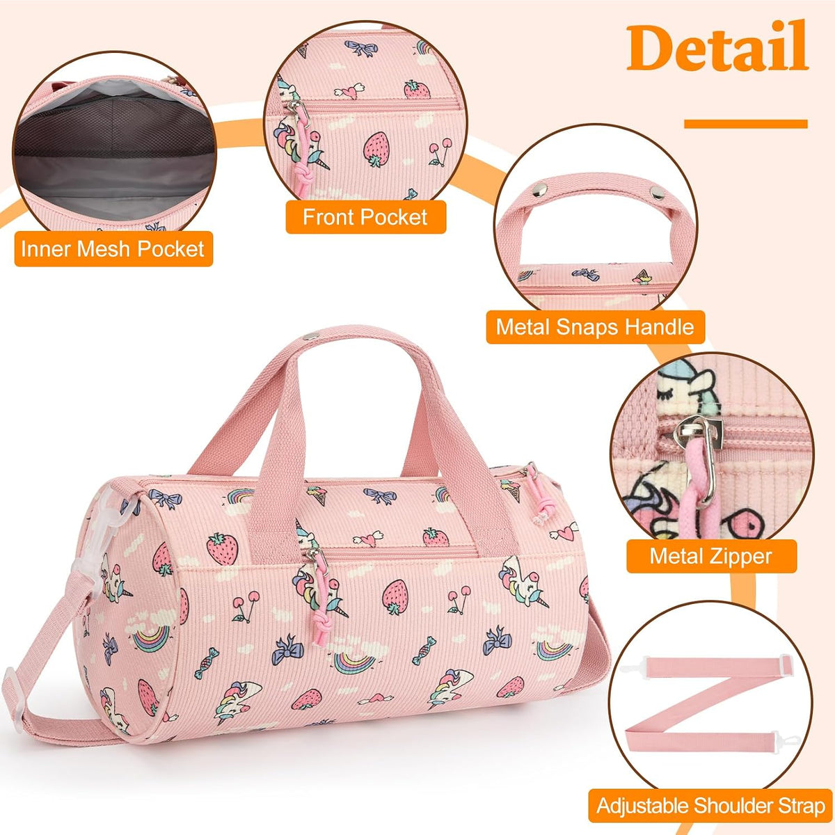 Dance Bag for Girls, Dance Duffel Bags Gym Ballet Bag -14IN Pink Unicorn