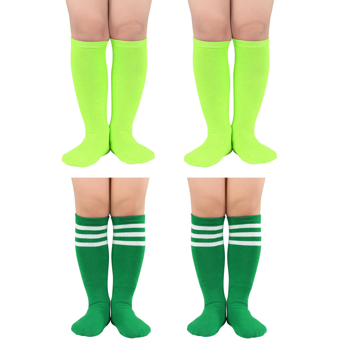 Zando 4 Pairs Kids Soccer Socks Athletic Youth Boys Girls Knee High Socks