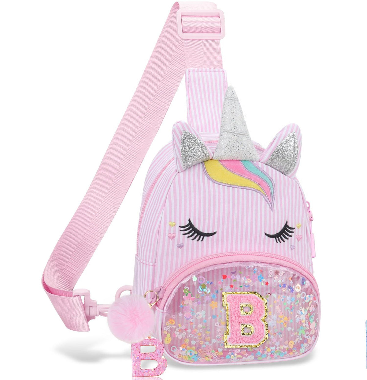 Girls Birthday Gifts for Kids - Initial Pink Small Sling Bags for Girl Fanny Pack Belt Bag for Crossbody Bags Purse for Kids Little Girl Gifts Pink A