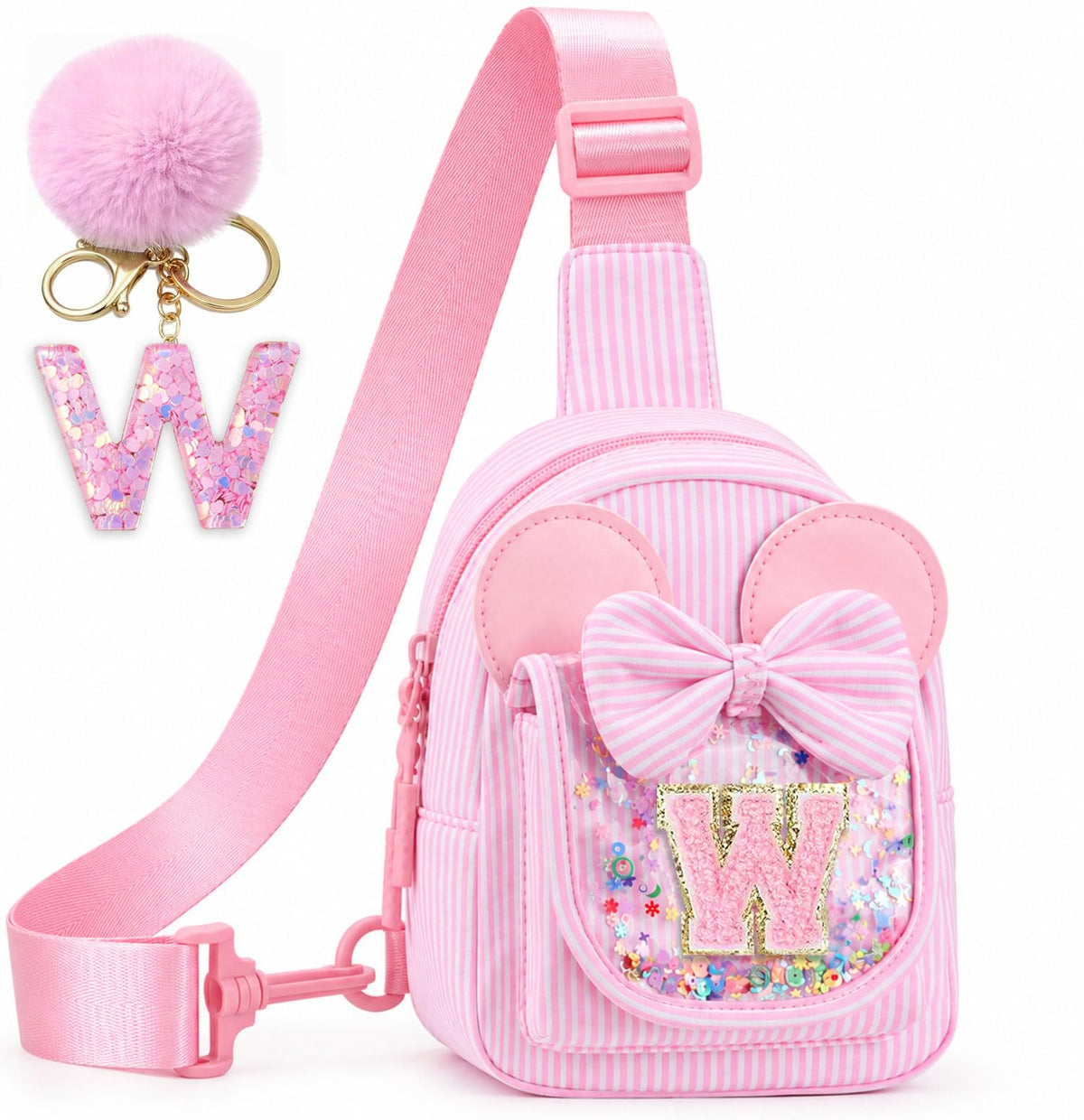 Girls Birthday Gifts for Kids - Initial Pink Small Sling Bags for Girl Fanny Pack Belt Bag for Crossbody Bags Purse for Kids Little Girl Gifts Pink A