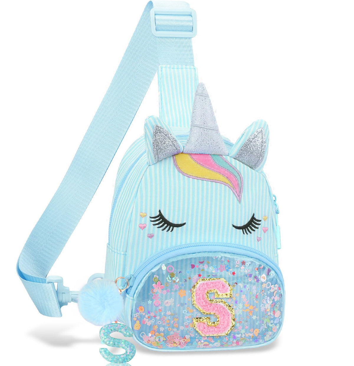 Girls Birthday Gifts for Kids - Initial Pink Small Sling Bags for Girl Fanny Pack Belt Bag for Crossbody Bags Purse for Kids Little Girl Gifts Pink A