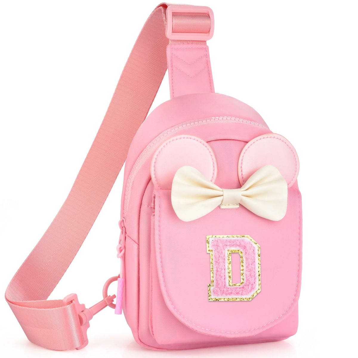 Girls Birthday Gifts for Kids - Initial Pink Small Sling Bags for Girl Fanny Pack Belt Bag for Crossbody Bags Purse for Kids Little Girl Gifts Pink A