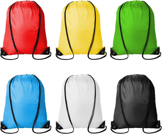 Kuhome 6Pcs Drawstring Backpacks Bulk String Bag Cinch Sack Pack Storage Knapsack Polyester Gift Bags Sports Drawstring Bags for Trip Gym Party Bags(6 Colors)