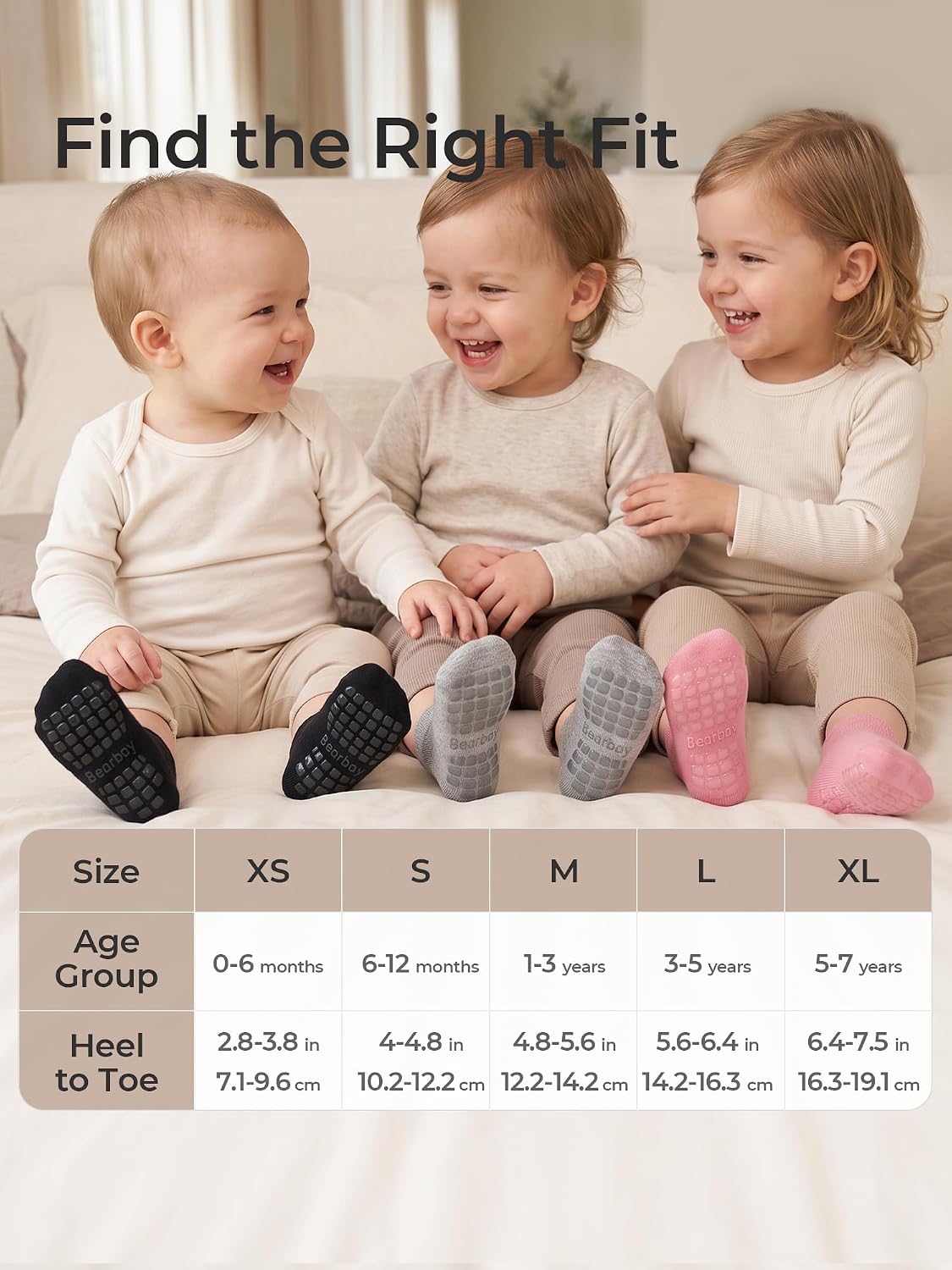 Non-Slip Baby Cotton Ankle Socks with Grippers for Toddler Walking