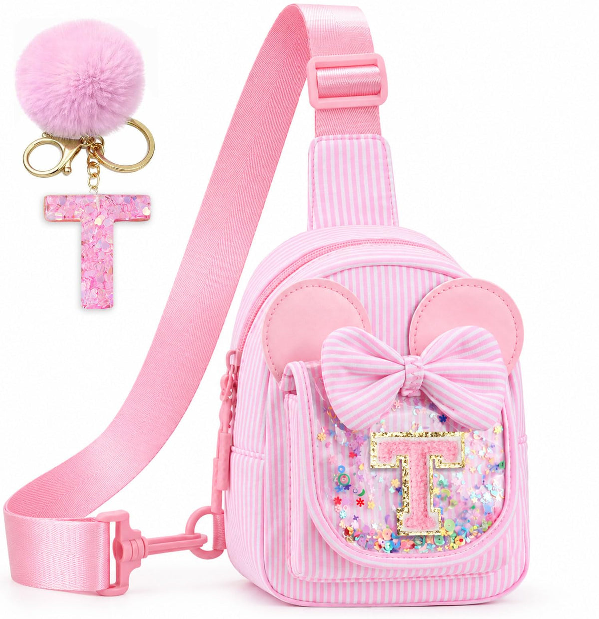 Girls Birthday Gifts for Kids - Initial Pink Small Sling Bags for Girl Fanny Pack Belt Bag for Crossbody Bags Purse for Kids Little Girl Gifts Pink A