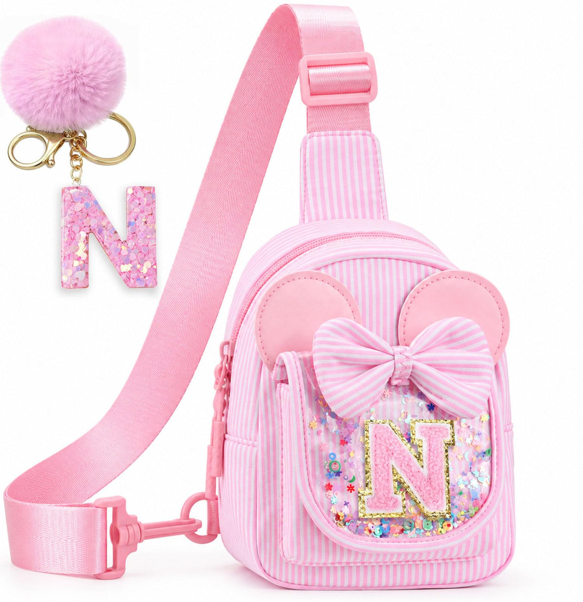 Girls Birthday Gifts for Kids - Initial Pink Small Sling Bags for Girl Fanny Pack Belt Bag for Crossbody Bags Purse for Kids Little Girl Gifts Pink A