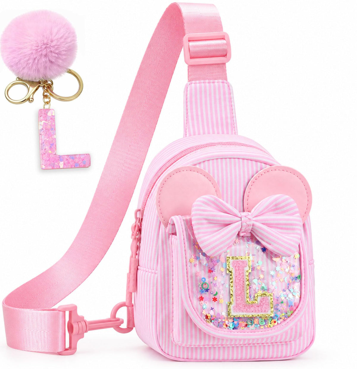 Girls Birthday Gifts for Kids - Initial Pink Small Sling Bags for Girl Fanny Pack Belt Bag for Crossbody Bags Purse for Kids Little Girl Gifts Pink A