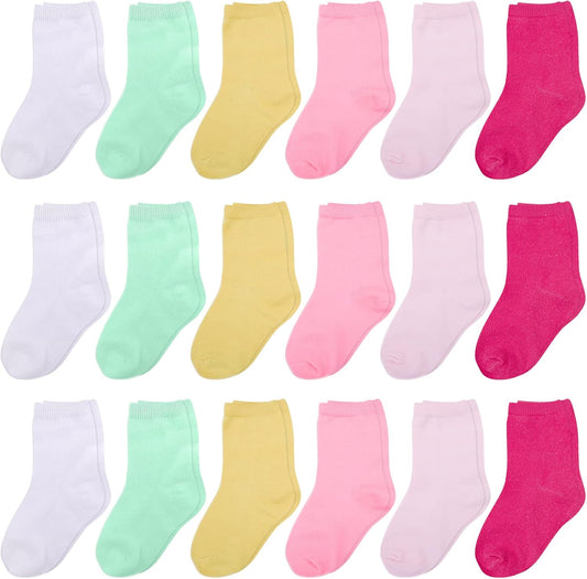 Duufin Toddler Socks 18 Pairs Crew Socks for Toddler Kids Unisex Boys Girls