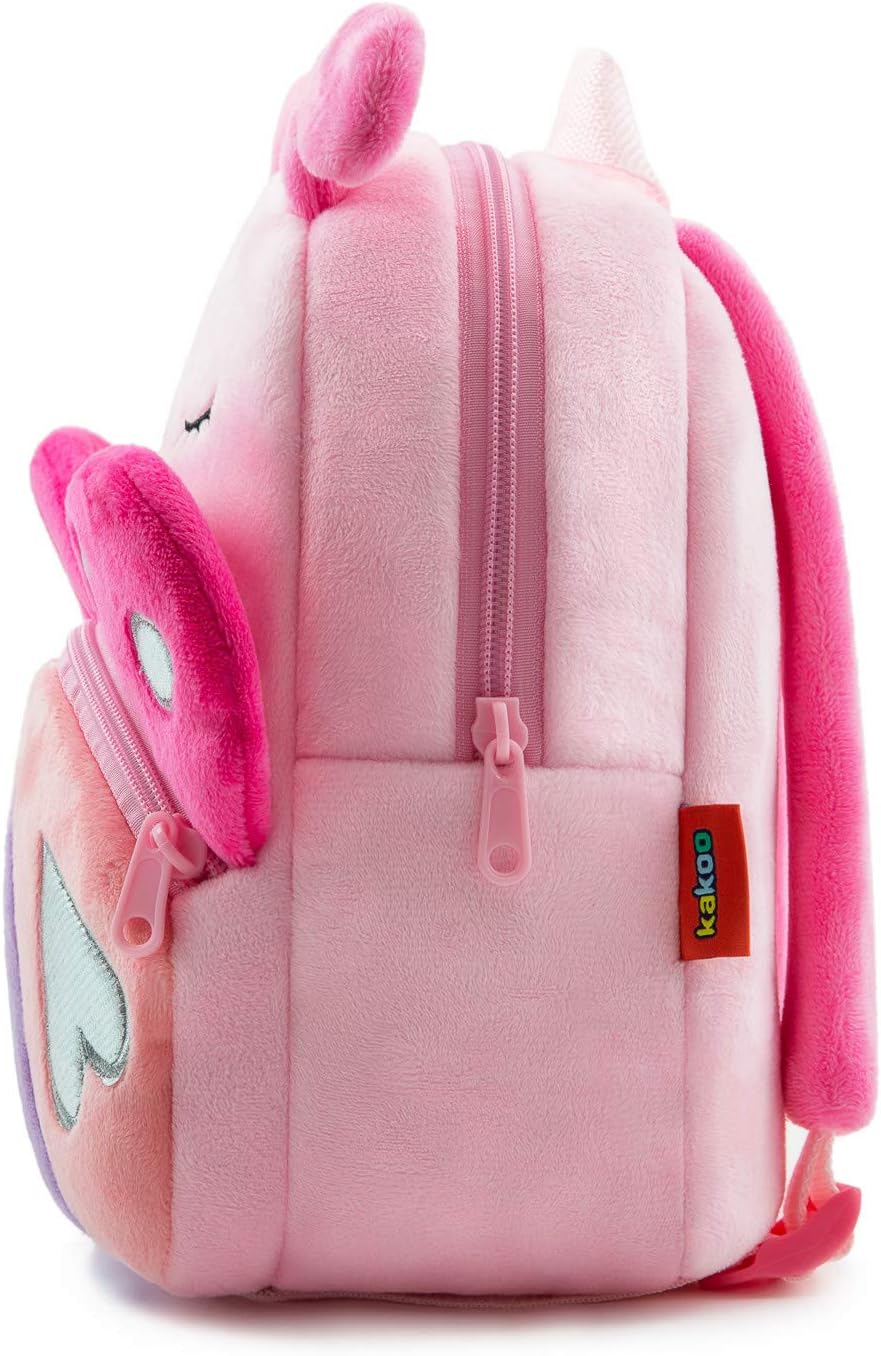 NICE CHOICE Cute Toddler Backpack Toddler Bag Plush Animal Cartoon Mini Travel Bag for Baby Girl Boy 2-6 Years(Pink Butterfly)