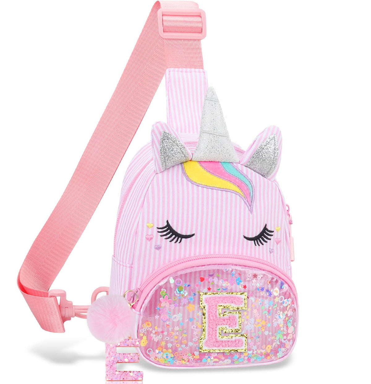 Girls Birthday Gifts for Kids - Initial Pink Small Sling Bags for Girl Fanny Pack Belt Bag for Crossbody Bags Purse for Kids Little Girl Gifts Pink A