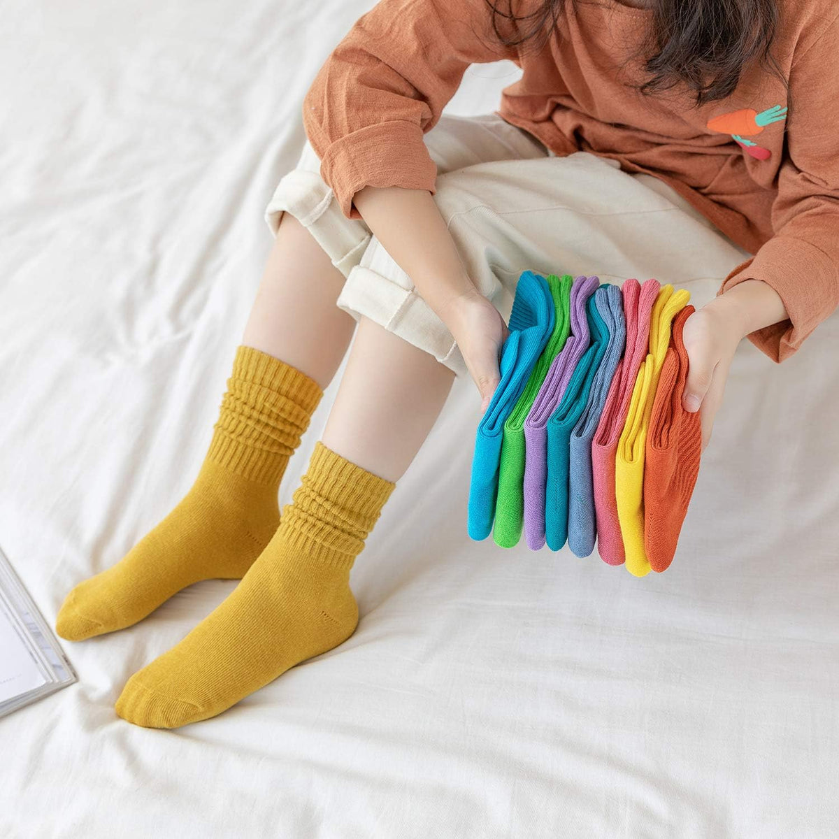 Girls Socks - 9 Pairs Long Slouch Socks for Girls