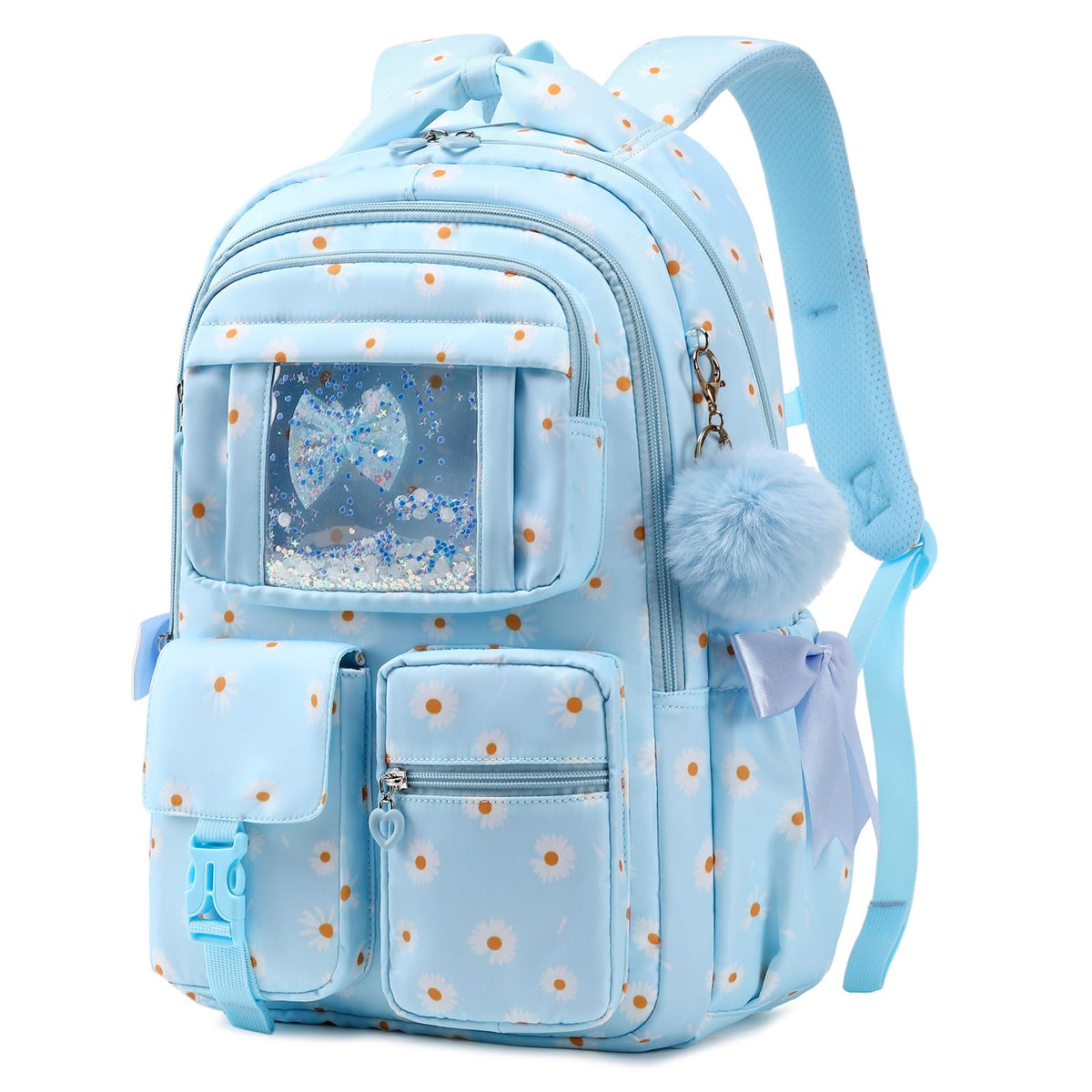 PIG PIG GIRL Kids Backpack for Girls - School Bags for Middle School Students - Book Bag for Elementary Primary - Kawaii Ita Backpack - Purple