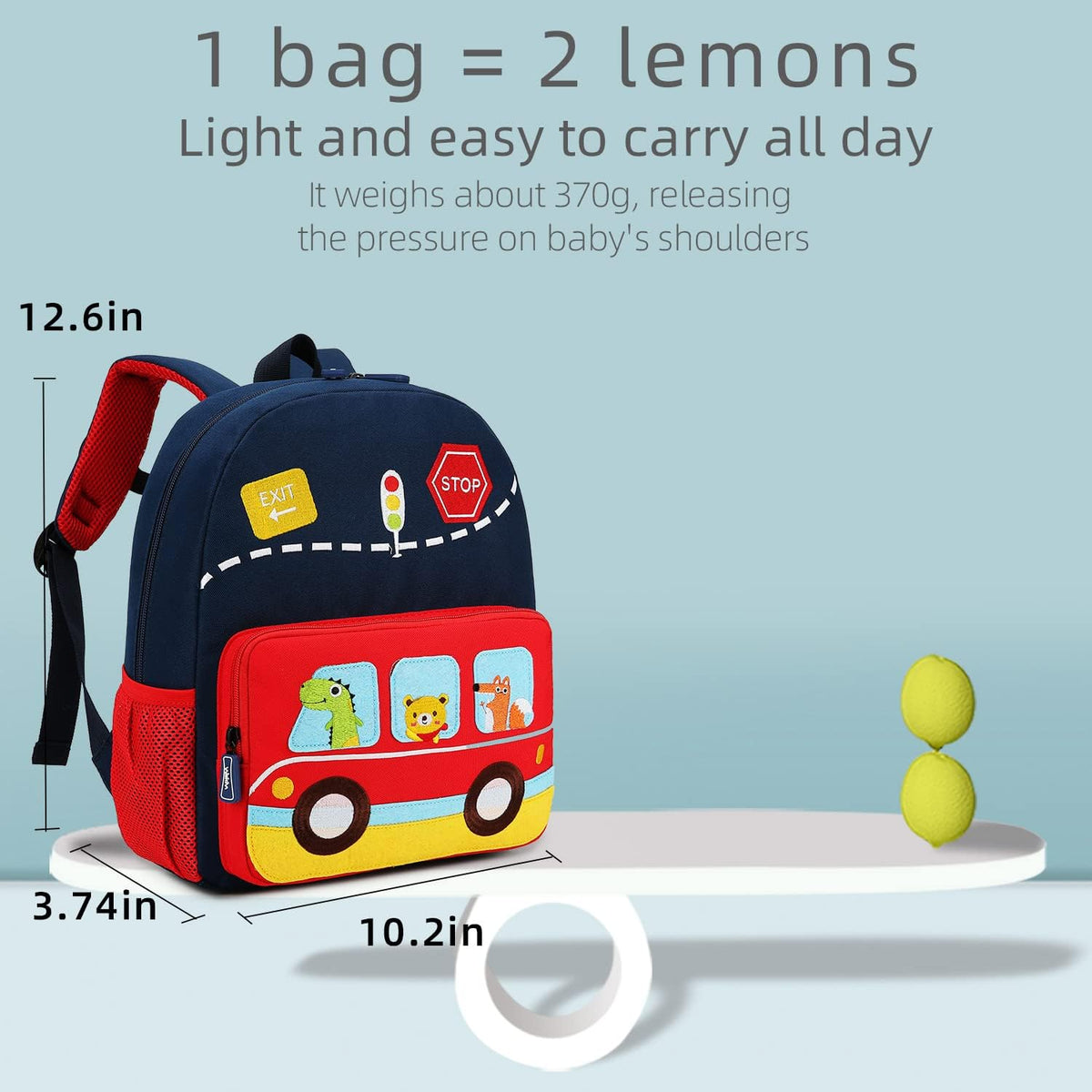 willikiva Car Dinosaur Kids Toddler Backpack for Boys and Girls Children Waterproof Preschool Bag(Red Music Party)