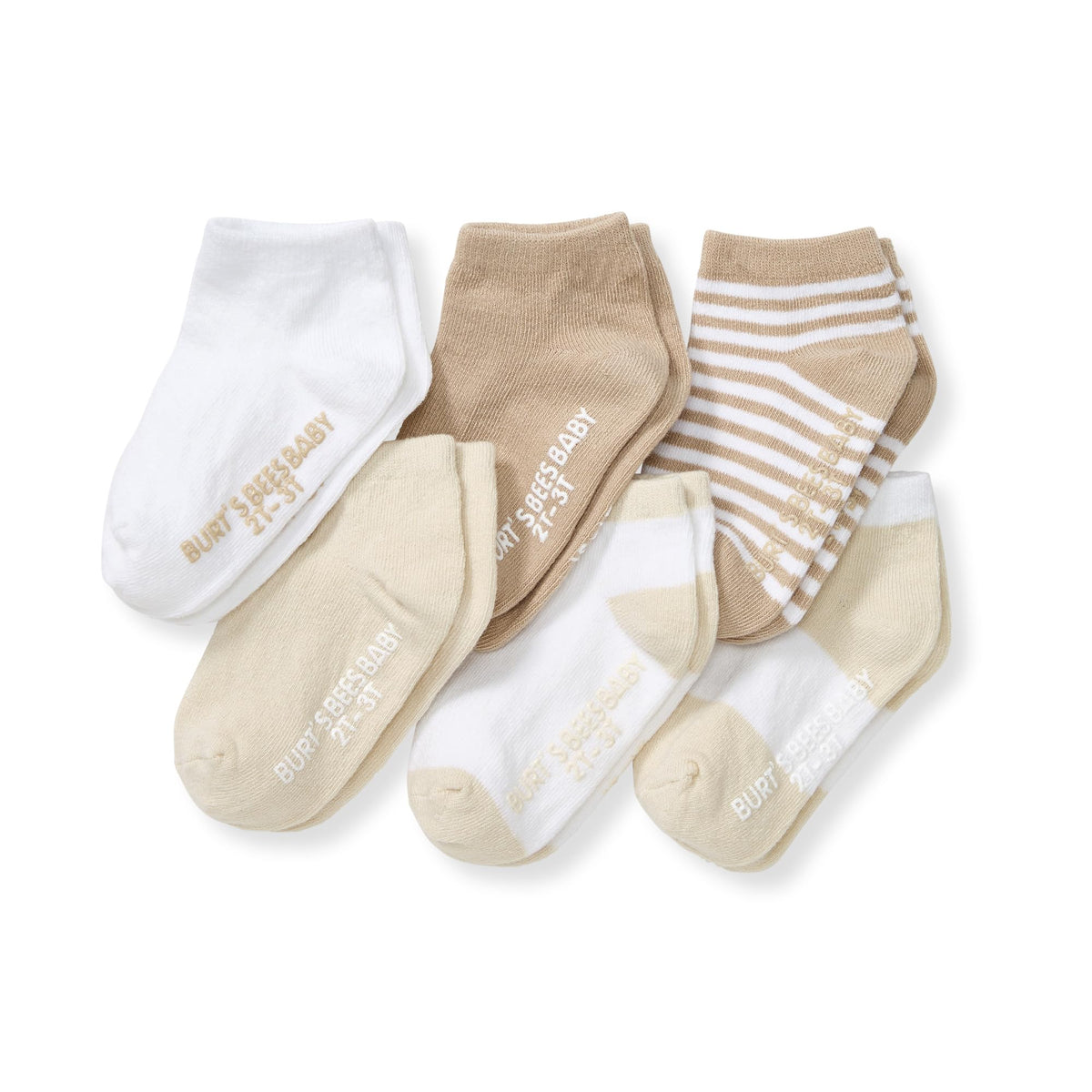 Burt's Bees Baby Organic Ankle & Crew Socks with Non-Slip Grips, 6-Pack