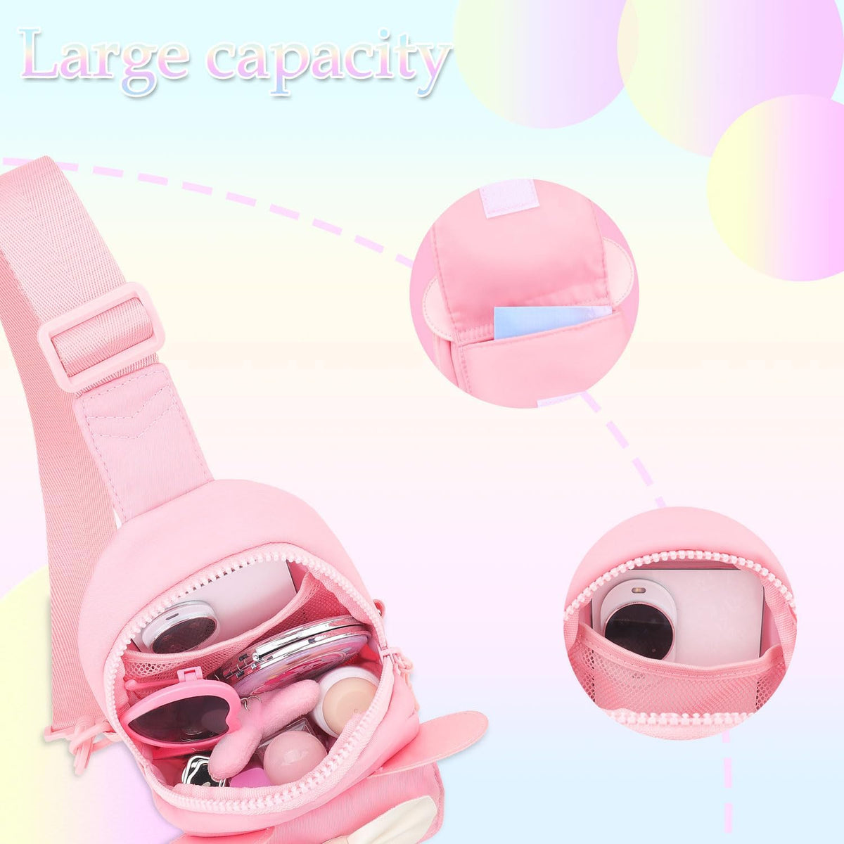 Girls Birthday Gifts for Kids - Initial Pink Small Sling Bags for Girl Fanny Pack Belt Bag for Crossbody Bags Purse for Kids Little Girl Gifts Pink A