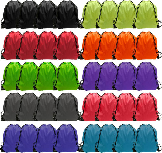 GoodtoU Drawstring Bags Bulk 40 Pack, Drawstring Backpack Cinch Bags for Kids & Adults, Lightweight Nylon String Backpacks for School Gym Travel Party Favors Goodie Bags Events Party Favors & Homeless