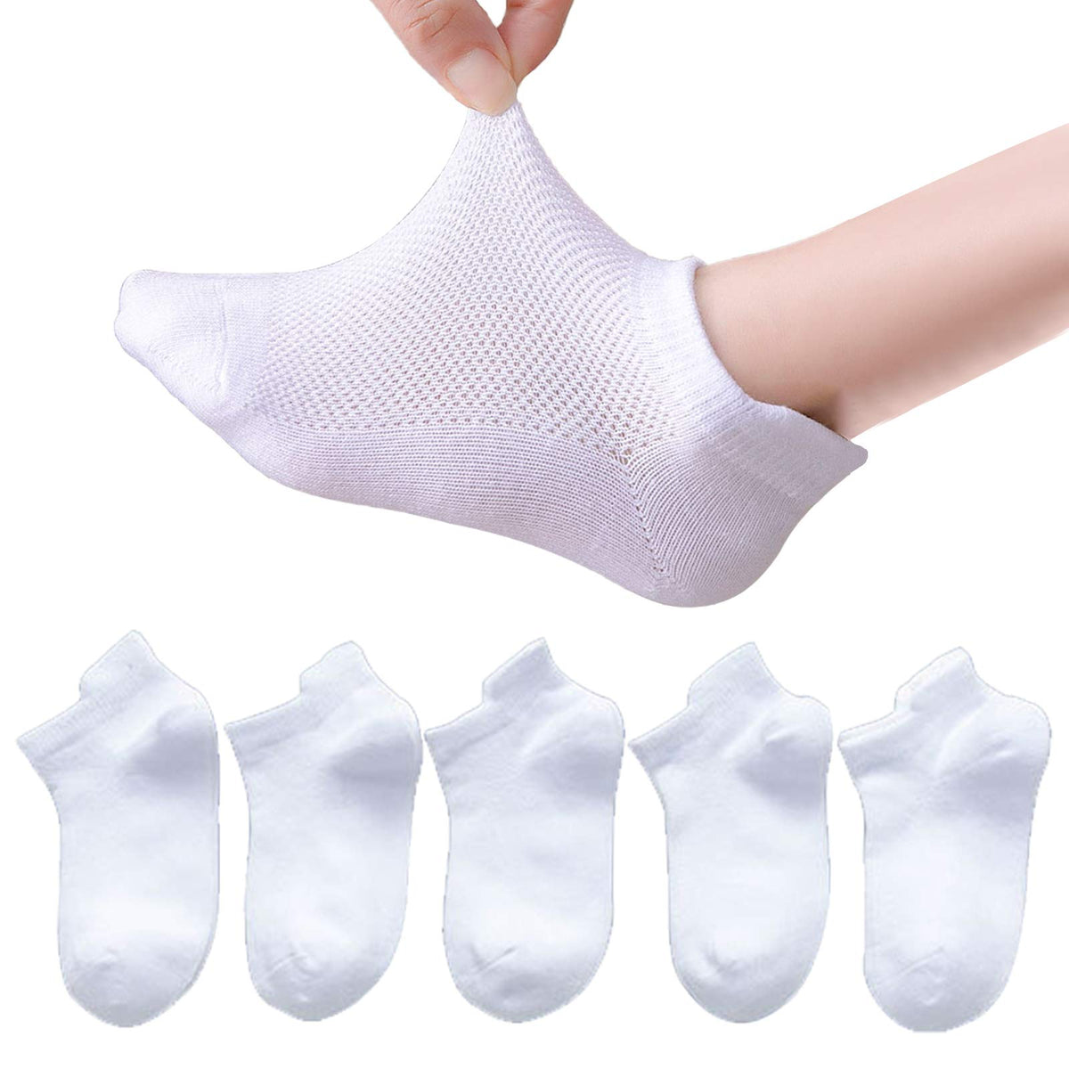 5 Pack Toddler Girls Boys Mesh Thin Cotton Low Cut Kids No Show Ankle Socks