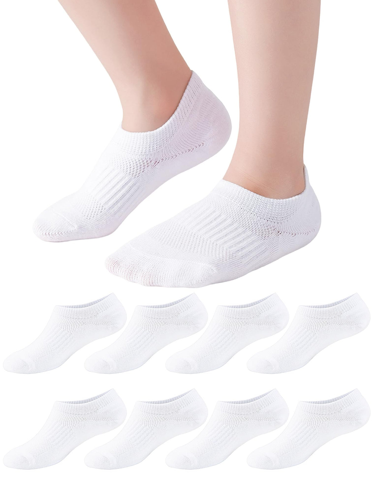 Kids No Show Socks Boys Girls Cotton Athletic Ankle Socks Low Cut 4/8 Pairs