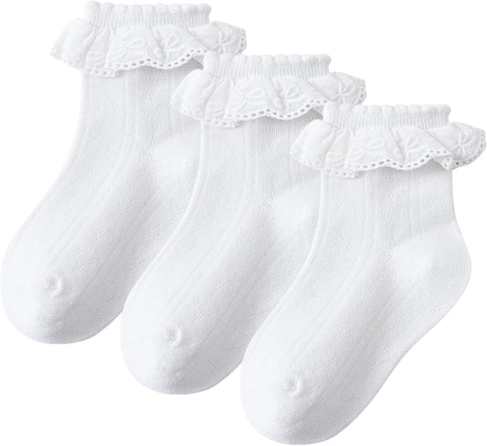 Girls Ruffle Socks White Frilly Socks for Girls Toddler Princess Dress Up