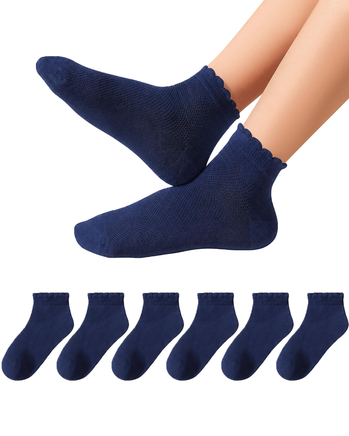 Funjoon Girls White Ruffle Socks School Uniform Kids Cotton Ankle Dress