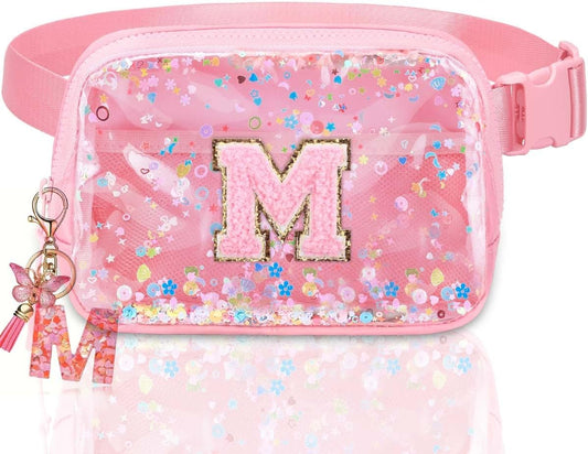 Fanny Pack for Girls Gift - Initial Letter Birthday Gifts for 4 5 6 7 8 9 Girl Crossbody Belt Bag Cute Personalized Trend Stuff Pink M