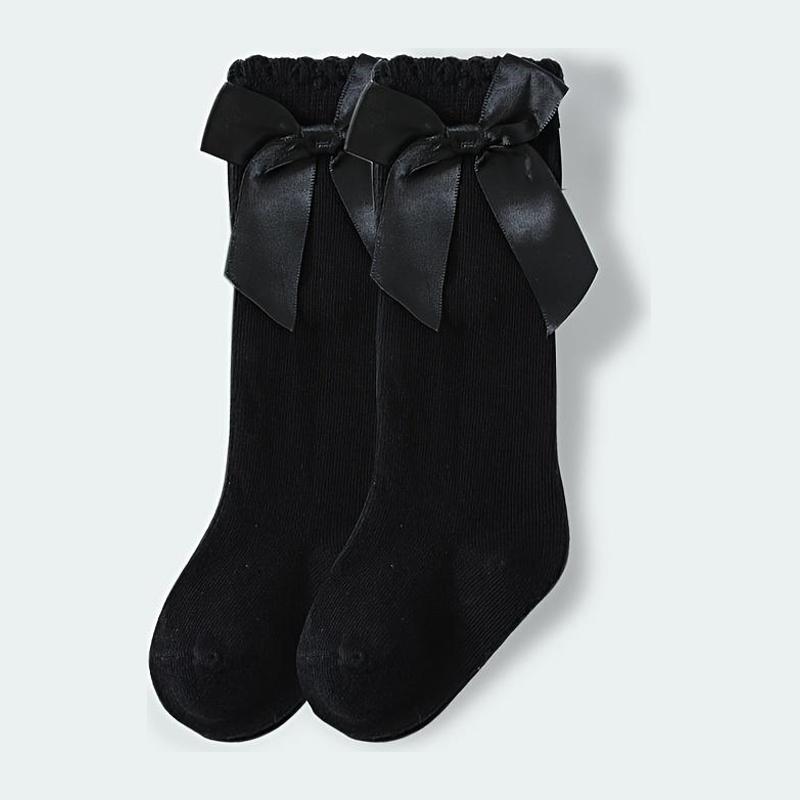 Girls' Solid Color Cotton Mid-Length Sock Pair with Bow Detail - Spanish-Style Princess Kids' Party & Casual Wear, S(0-1Y), M(1-3Y), L(3-5Y), Hand Wash Only, Wine Red