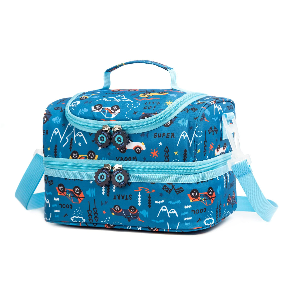 Insulated Kids Dual Compartment Lunch Bags Tote for Girls Boys Toddler Lunch Boxes Pre-School Toddler Kindergarten Elementary Picnic Food Cooler Thermal with Strap (Rainbow Daisies)